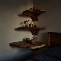 Solid Wood Mushroom Shelf Handcrafted Live Edge Modern, view 6