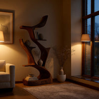 Hand-Carved Bookshelf with Forked Branch Uprights, view 6