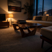 Hollow-Carved Pedestals Under a Free-Form Coffee Table, view 6