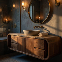 Solid Wood Bathroom Vanity Wall Mounted Modern, view 6