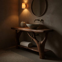 Solid Wood Live Edge Vanity Farmhouse Solid Bathroom Organic Home Bath, view 6