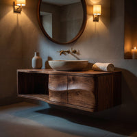 Solid Wood Bathroom Vanity Sculptural Modern, view 6