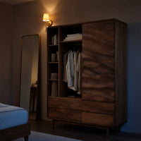 Solid Wood Wardrobe With Drawers Shelf Bedroom, view 6