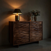 Solid Wood Sideboard With Flowing Wave Doors Living, view 6