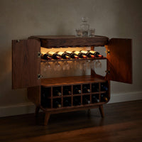 Solid Wood Bar Cabinet Handcrafted Wine With Storage Dining Room, view 6