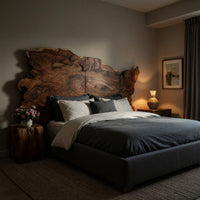 Solid Wood Headboard Natural Minimalist Japandi Bedroom, view 6