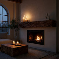 Solid Wood Floating Fireplace Mantel Shelf With Wave Carved Modern Home, view 6