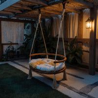 Solid Wood Porch Swing Boho Round Chair Garden, view 6