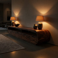 Hand-Shaped Waterfall Corners on a Walnut Media Console, view 6