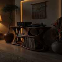 Solid Wood Record Player Stand Minimalist Vinyl Storage Studio Living Space, view 6