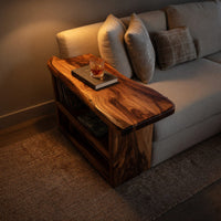 Solid Wood Sofa Arm Table Farmhouse Live Edge Armrest, view 6