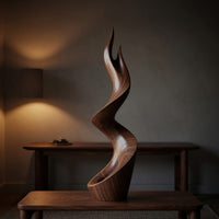 Solid Wood Sculpture Wall Art Rustic Large Twisted Spiral Floor Outdoor, view 6