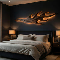 Nightcurl Walnut Wall Art with Hooked Flame Tips, view 6 — view 6