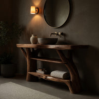 Solid Wood Live Edge Vanity Solid Bathroom Luxury Spa Bathroom, view 6