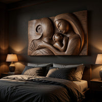 Mother and Child Carved Hardwood Wall Relief Panel, view 6 — view 6