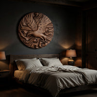 Round Eagle Medallion, Carved Wood Wall Sculpture, view 6 — view 6