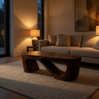 Hand-Shaped Ribbon Base Coffee Table in Solid Wood, view 6
