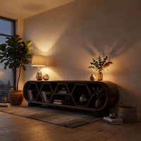 Honeycomb Walnut Media Console for Record Collections, view 6