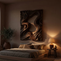 Parted Waves Walnut Wall Art Panel, Deep Relief, view 6 — view 6