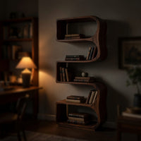 Solid Wood Standing Shelf Minimalist Sunlit Living Room, view 6