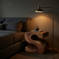 Solid Wood Nightstand Sculptural With S Shaped Bedroom, view 6