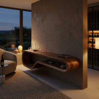 Ribbonline Floating TV Console in Sculpted Walnut, view 6