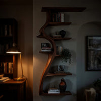 Solid Wood Wall Mounted Shelf Tree With Branches Living Room, view 6