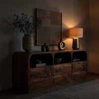 Solid Wood Sideboard With Curved Corners Living Room, view 6