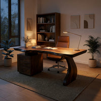 Curved S-Leg Desk with a Raw Live Edge Front, view 6