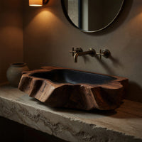 Solid Wood Sink Vanity Handcrafted Wall Mounted Bathroom Natural, view 6