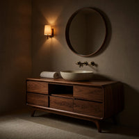 Solid Wood Bathroom Vanity With Drawers Both Sides, view 6
