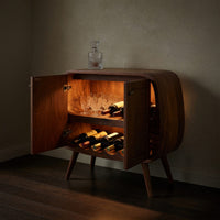 Solid Wood Bar Cabinet Functional Wine Storage With 2 Tiers Corner, view 6