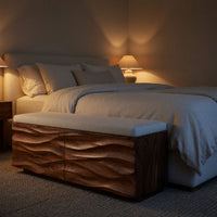 Solid Wood Entryway Storage Bench Wave Home, view 6