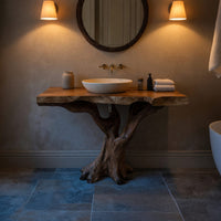 Solid Wood Live Edge Vanity Handcrafted Solid Bathroom Natural Spa Bath, view 6