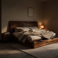 Solid Wood Bed Frame Built Drawers Bedroom, view 6
