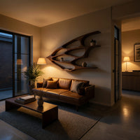 Leafwing Wall Bookshelf, Carved from Solid Walnut, view 6