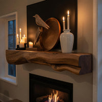 Solid Wood Floating Fireplace Mantel Natural Shelf Entryway, view 6