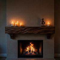 Solid Wood Floating Fireplace Mantel Rustic Shelf Living Room, view 6