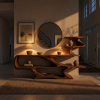 Riverform Console Table, Shaped from One Hardwood Slab, view 6