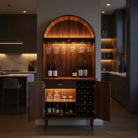Solid Wood Bar Cabinet Wine With Storage Dining Room, view 6