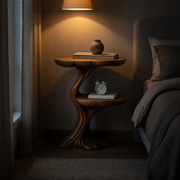 Solid Wood Nightstand Handcrafted Organic Branch Design Bedroom, view 6