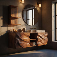 Solid Wood Bathroom Vanity Handcrafted Wall Modern, view 6
