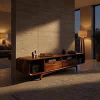 One Long Curve Along the Wall: A Walnut Media Console, view 6