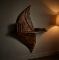 Solid Wood Natural Wood Floating Shelves Hallway Accent Shelf Home, view 6
