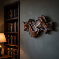 Solid Wood Clock Organic Wave Design Cozy Bedroom Space, view 6