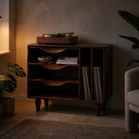 Solid Wood Record Player Stand Minimalist Audio Console Entertainment Interior Area, view 6