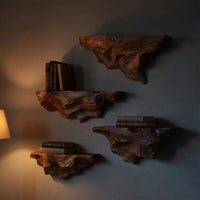 Solid Wood Natural Wood Floating Shelves Live Edge Shelf Living Room, view 6