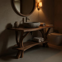 Solid Wood Live Edge Vanity Luxury Bathroom Space, view 6