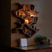 Solid Wood Spice Rack Rustic Entryway Design With Handcrafted Cabinet, view 6