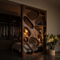 Solid Wood Room Divider Openwork With Display Shelves Living, view 6